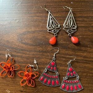 Orange theme dangling earrings